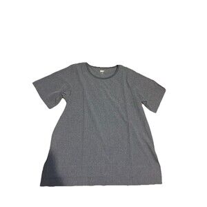 Lands End Women Top Large Gray Blend Short Sleeve Crew Neck T-Shirt Swim Top